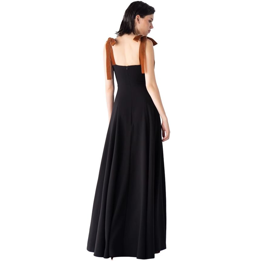 Spaghetti Strap Square Neck Plain A-Line Evening Gown