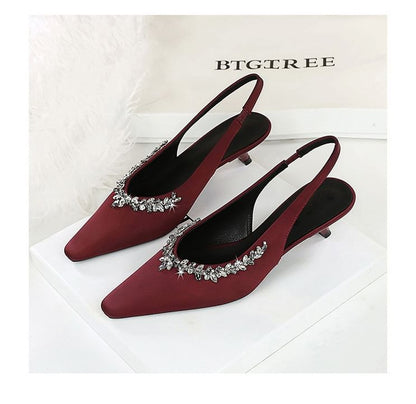 Rhinestone Slingback Kitten Heel Sandals