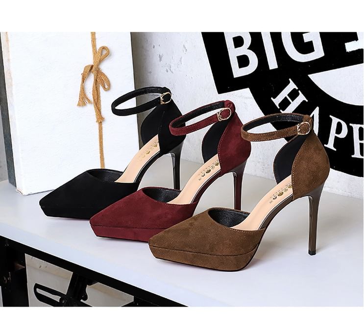 Pointed Ankle Strap Platform Stiletto Sandals