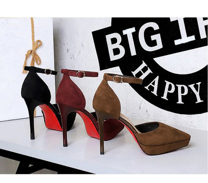 Pointed Ankle Strap Platform Stiletto Sandals
