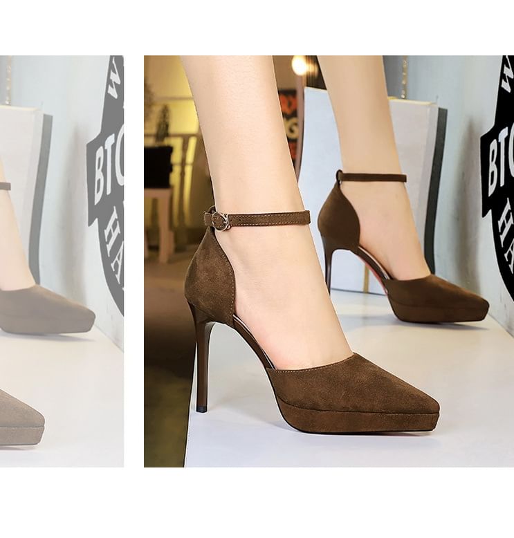 Pointed Ankle Strap Platform Stiletto Sandals