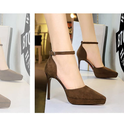 Pointed Ankle Strap Platform Stiletto Sandals