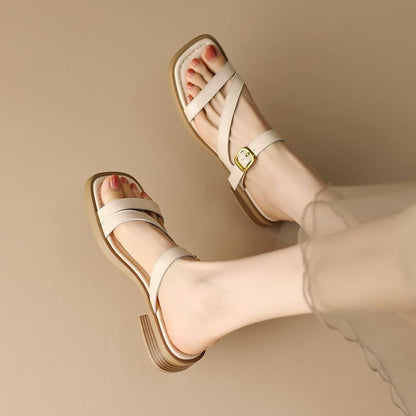Plain Square Toe Slide Sandals