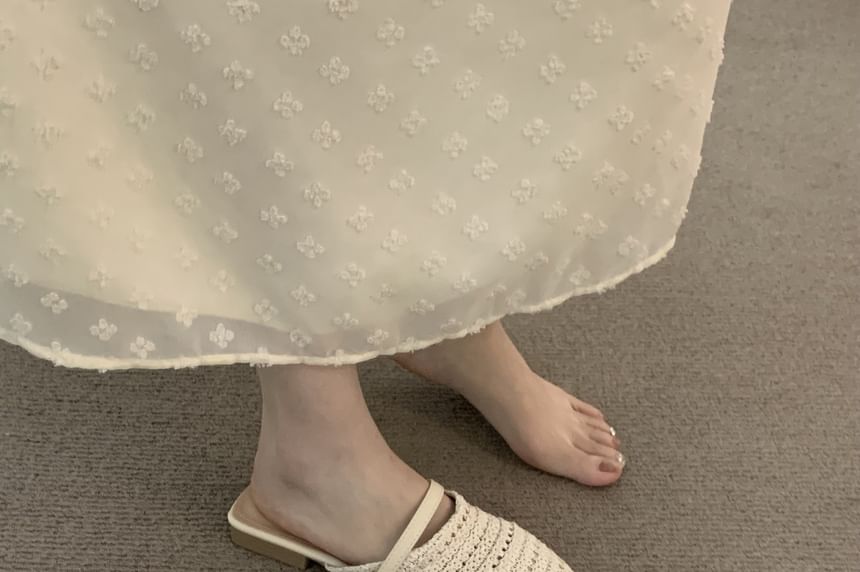Square Toe Plain Knit Mules