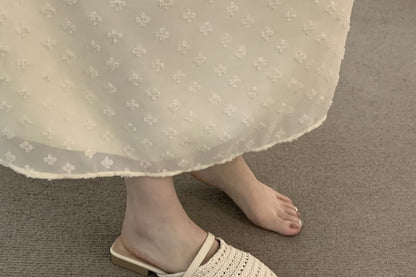 Square Toe Plain Knit Mules
