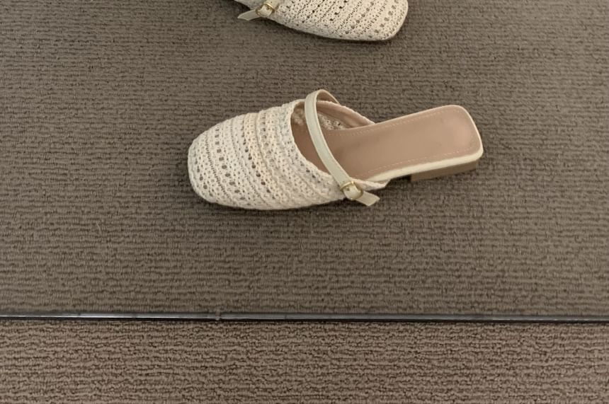 Square Toe Plain Knit Mules