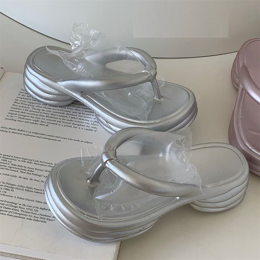 Platform Chunky Heel Flip-Flops