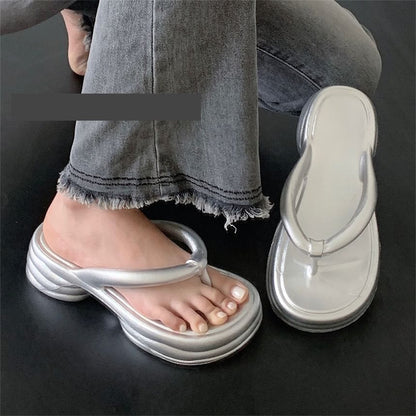 Platform Chunky Heel Flip-Flops