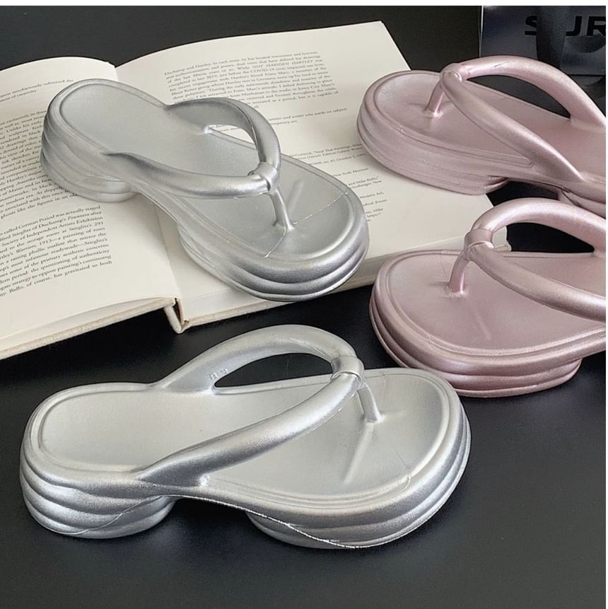 Platform Chunky Heel Flip-Flops