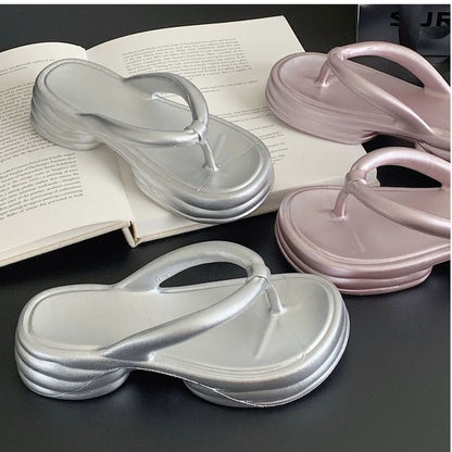Platform Chunky Heel Flip-Flops