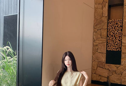 Boat Neck Blouse and Maxi Flared Skirt Set