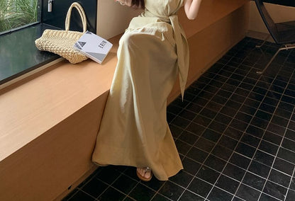 Boat Neck Blouse and Maxi Flared Skirt Set