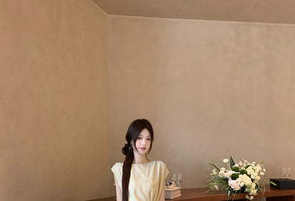 Boat Neck Blouse and Maxi Flared Skirt Set