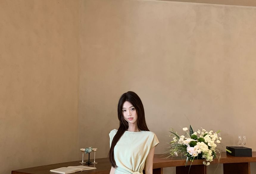 Boat Neck Blouse and Maxi Flared Skirt Set