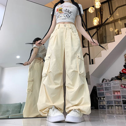 Mid Rise Plain Baggy Cargo Pants