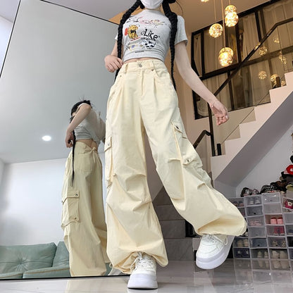 Mid Rise Plain Baggy Cargo Pants