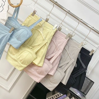 Crop Cami and Pleated Mini Skirt Ensemble