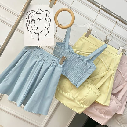 Crop Cami and Pleated Mini Skirt Ensemble