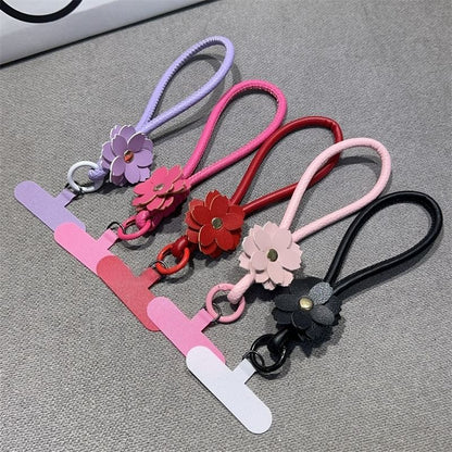 Strap Faux Phone and Lanyard Floral Leather Pad with