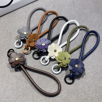 Strap Faux Phone and Lanyard Floral Leather Pad with