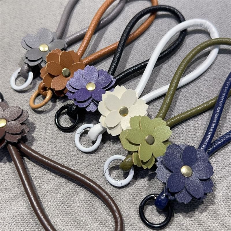 Strap Faux Phone and Lanyard Floral Leather Pad with