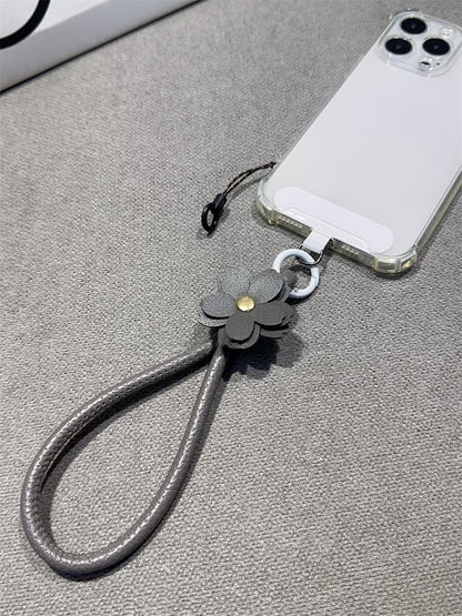Strap Faux Phone and Lanyard Floral Leather Pad with