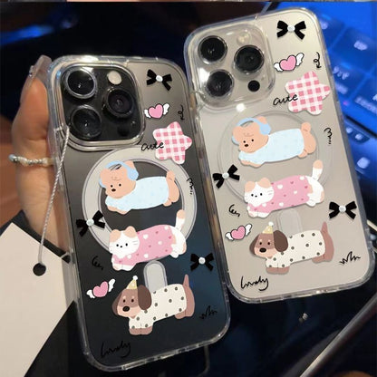 (Compatible with MagSafe) Transparent Dog Magnetic Phone Case