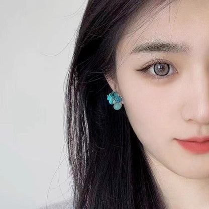 Rhinestone Floral Earring Statement Alloy