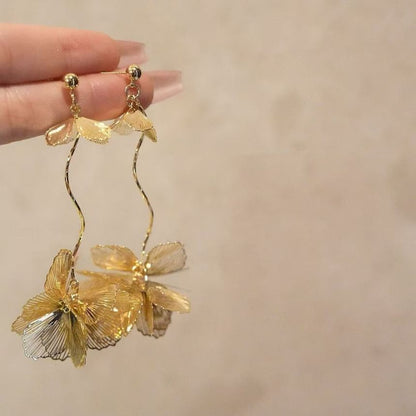 Alloy Dangle Earring Petal Butterfly