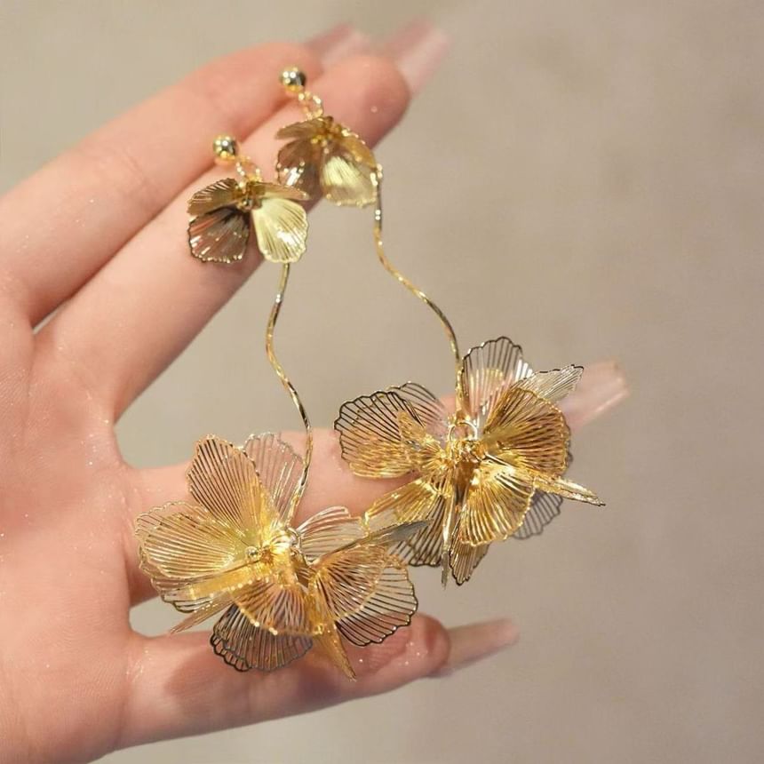 Alloy Dangle Earring Petal Butterfly