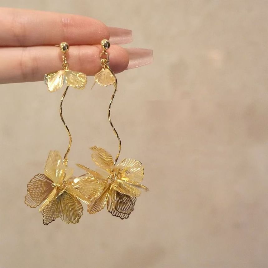 Alloy Dangle Earring Petal Butterfly