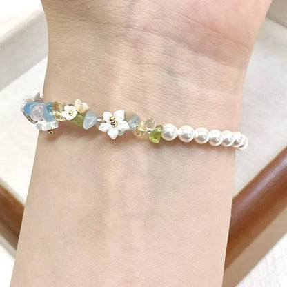 Floral Pearl Star Faux Bracelet