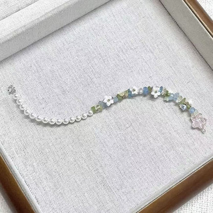 Floral Pearl Star Faux Bracelet