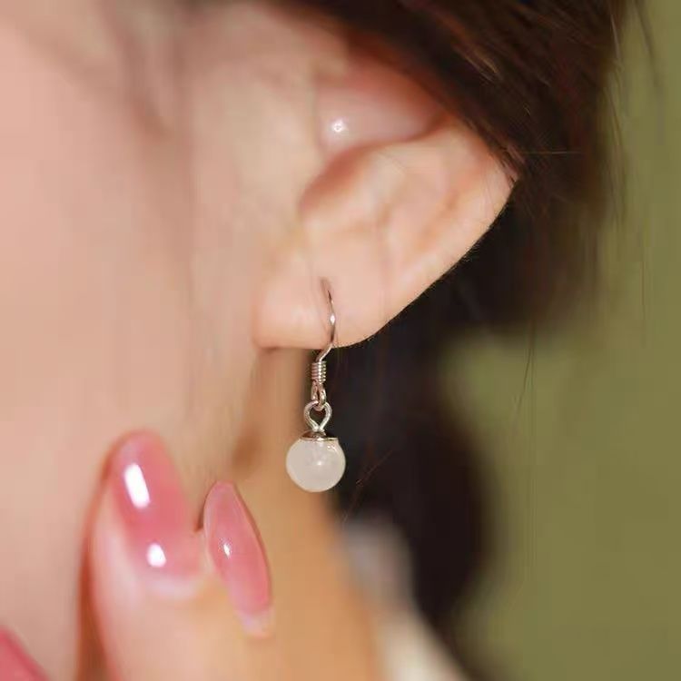 Cat Earring Eye Dangle Faux Alloy Bead Stone