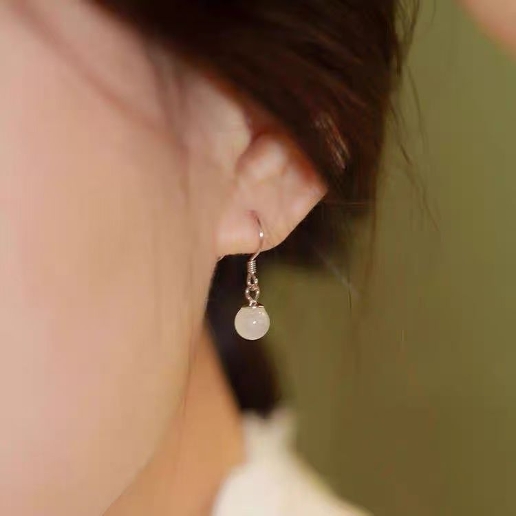 Cat Earring Eye Dangle Faux Alloy Bead Stone