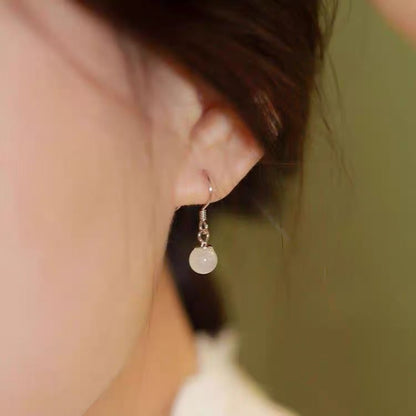 Cat Earring Eye Dangle Faux Alloy Bead Stone