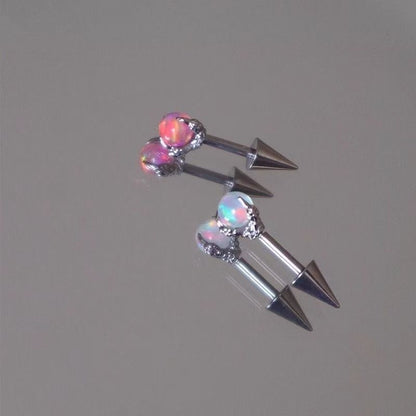 Faux Gemstone Earring Through Alloy Claw