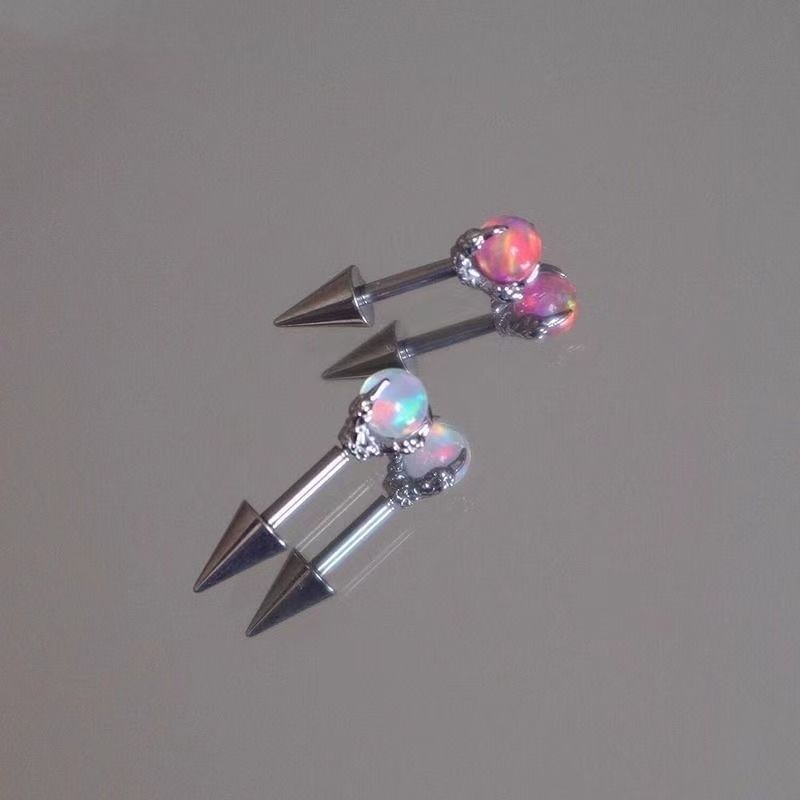 Faux Gemstone Earring Through Alloy Claw