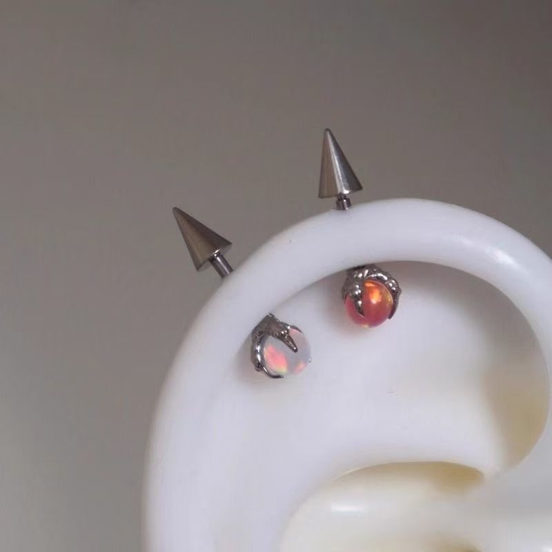 Faux Gemstone Earring Through Alloy Claw