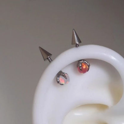 Faux Gemstone Earring Through Alloy Claw