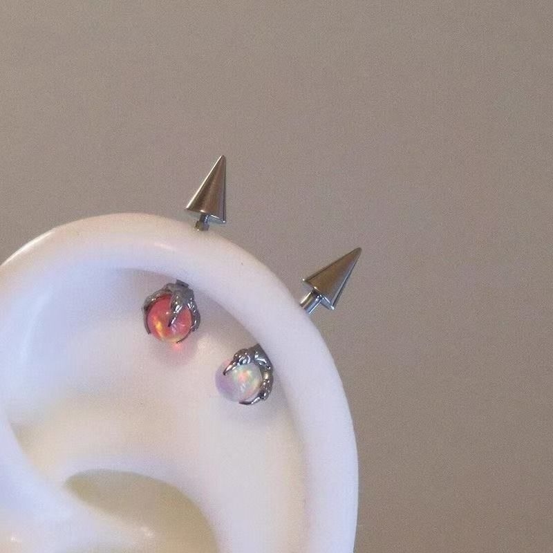 Faux Gemstone Earring Through Alloy Claw