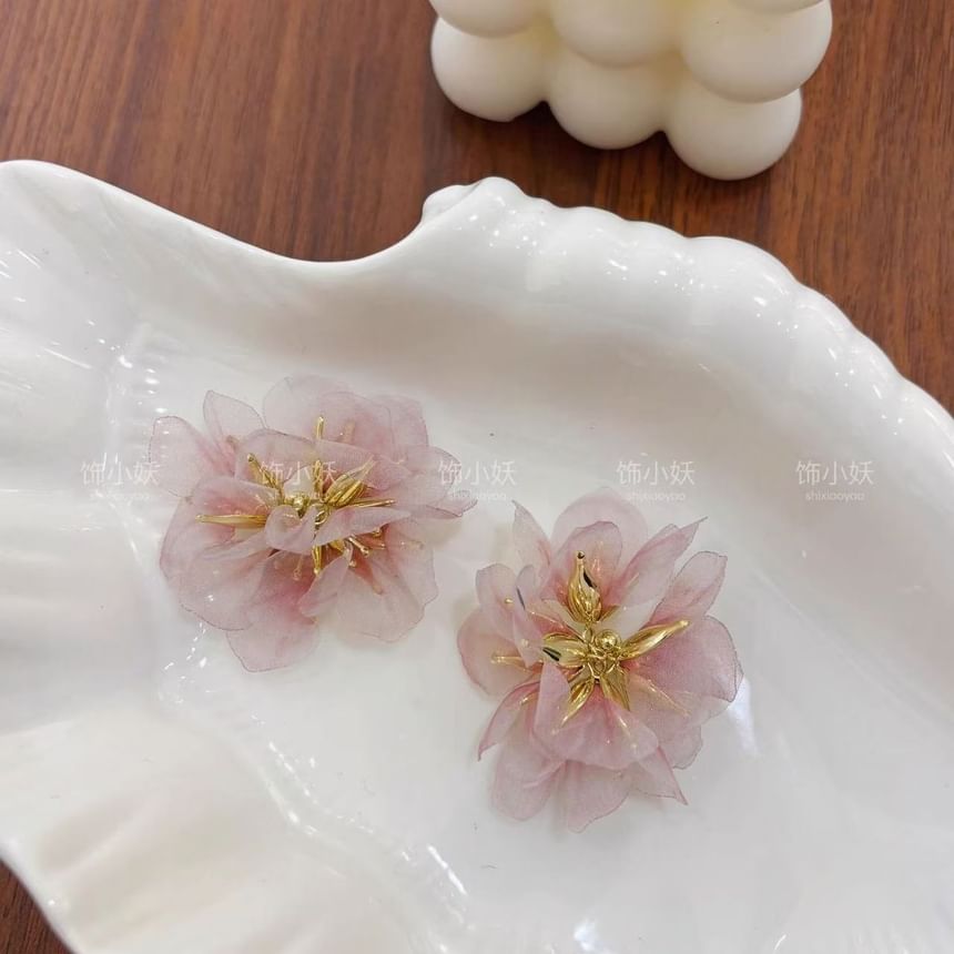 Organza Alloy Petal Drop Earring