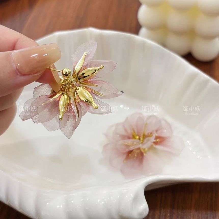 Organza Alloy Petal Drop Earring