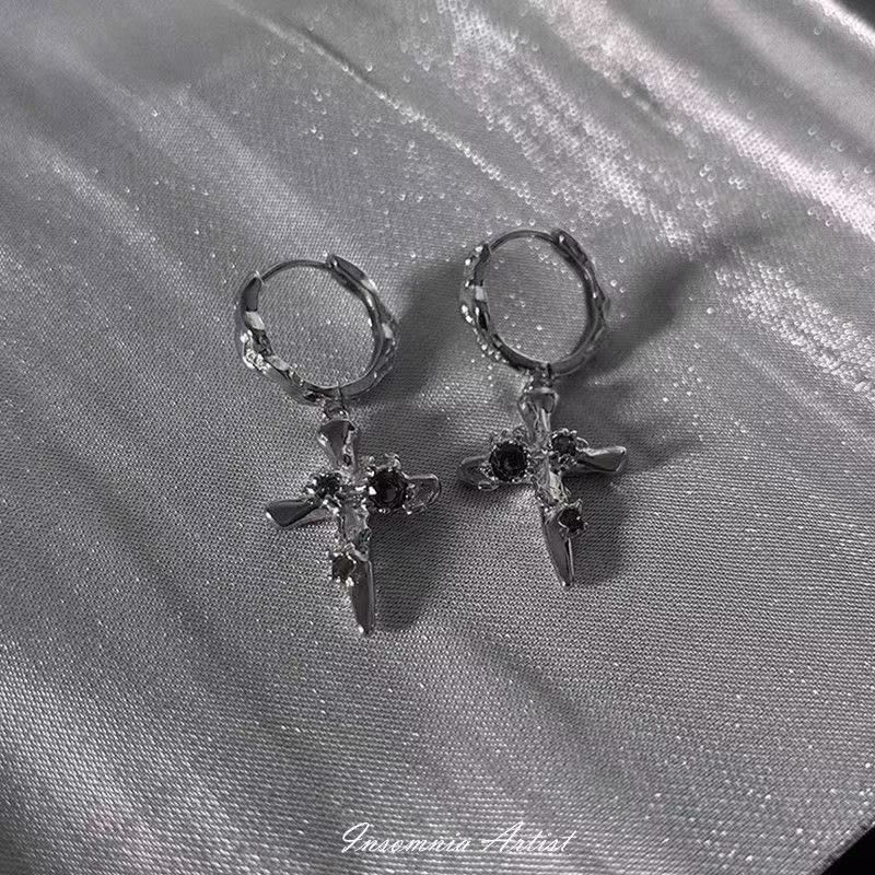 Alloy Cross Drop Earring