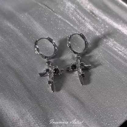 Alloy Cross Drop Earring