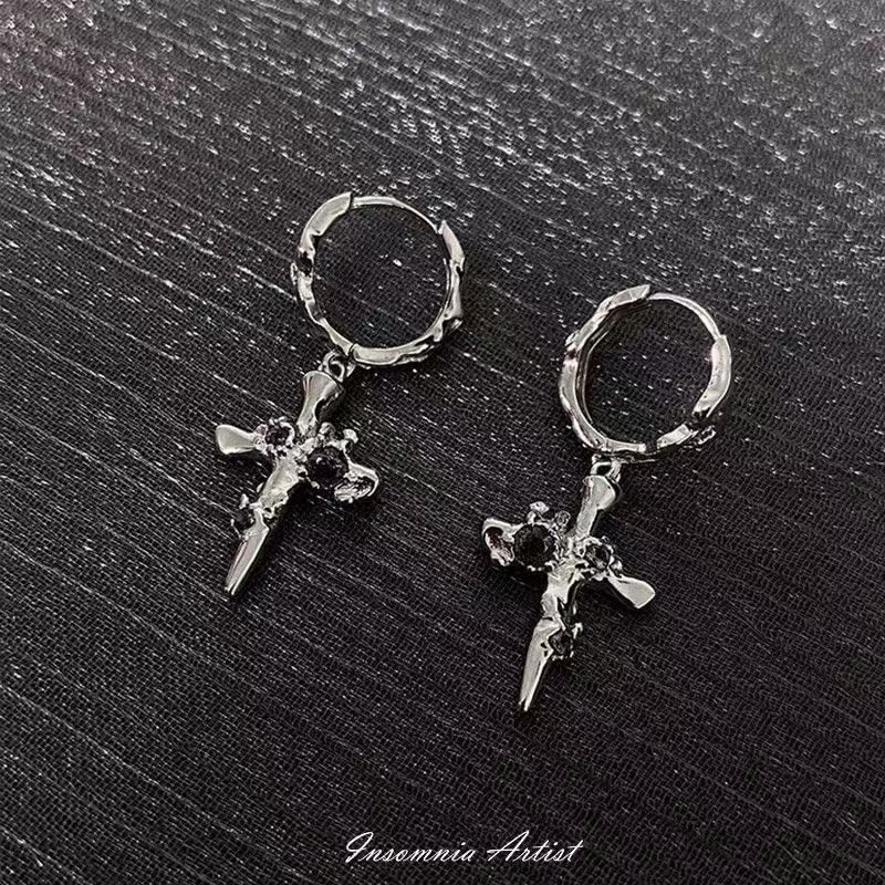 Alloy Cross Drop Earring