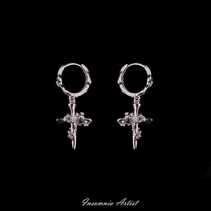 Alloy Cross Drop Earring