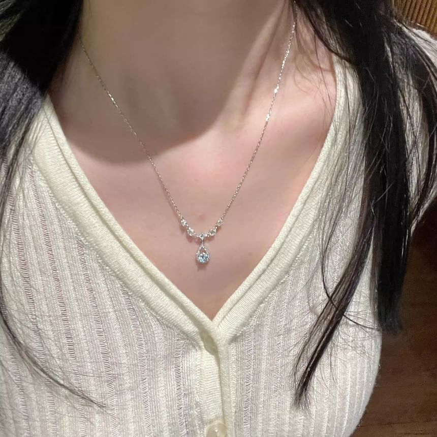 Alloy Necklace Pendant Rhinestone Droplet