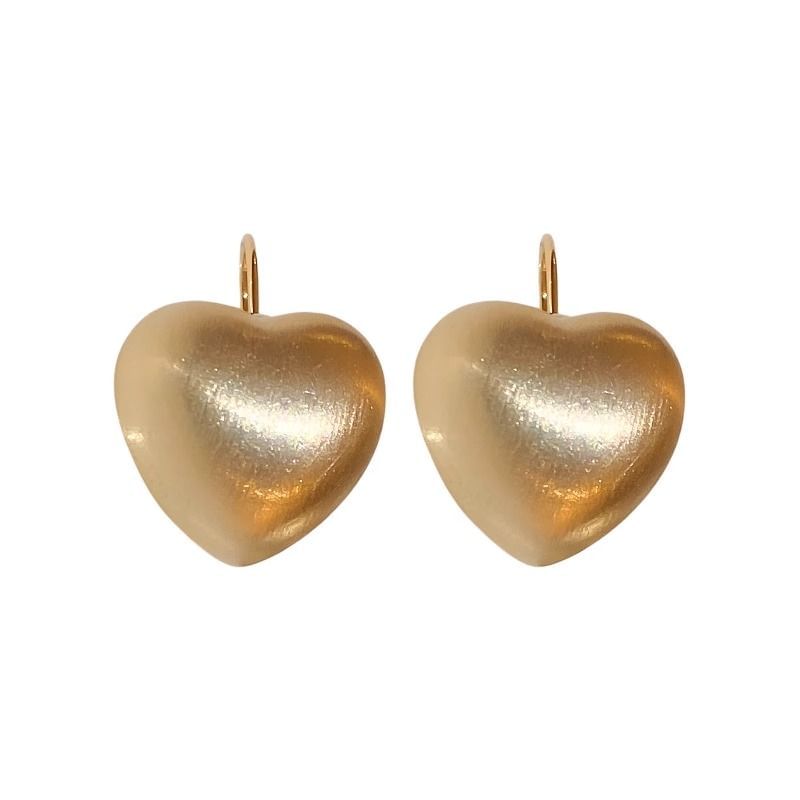 Drop Earring Brushed Alloy Heart