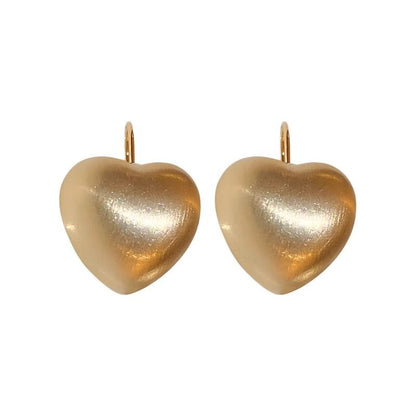 Drop Earring Brushed Alloy Heart